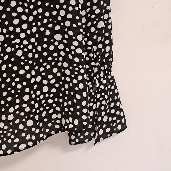 Ann Taylor Factory White Polka Dot Long Sleeve Blouse NWT Misses Size Large - Picture 7 of 10